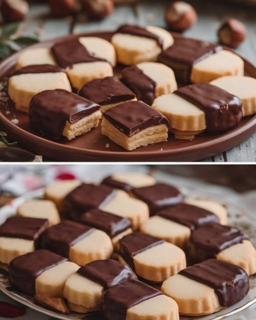 Schokoladen-Shortbread-Kekse mit Cremefüllung