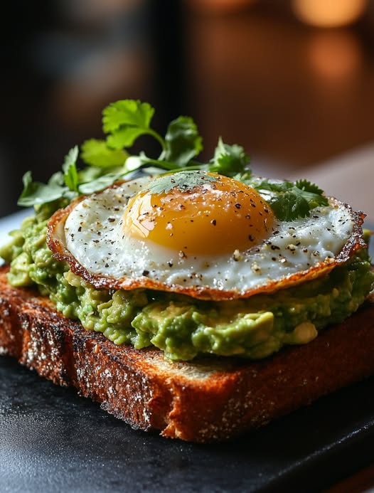 Toast z Guacamole i Smażonym Jajkiem